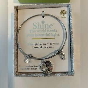 SHINE FINE STAINLESS STEEL ADJUSTABLE BANGLE BRACELET FOR DAUGHTER